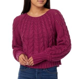 Free People Sandre Cropped Cable Knit Sweater